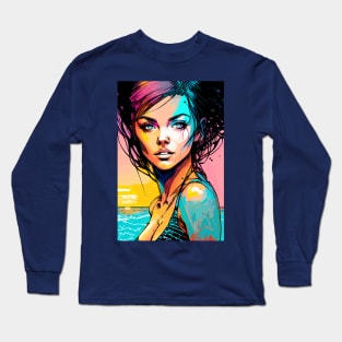 surf vibes, surfer girl, beach party, v7 Long Sleeve T-Shirt